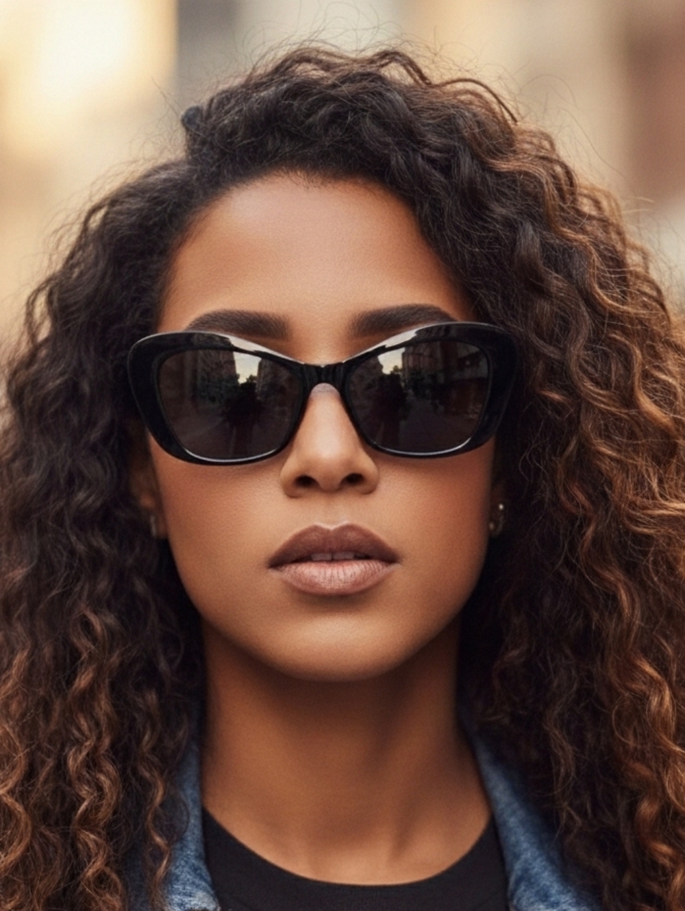 Black Women's Cat-Eye Sunglasses With Pearl Accents